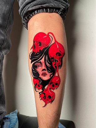 Тату с красными черепами